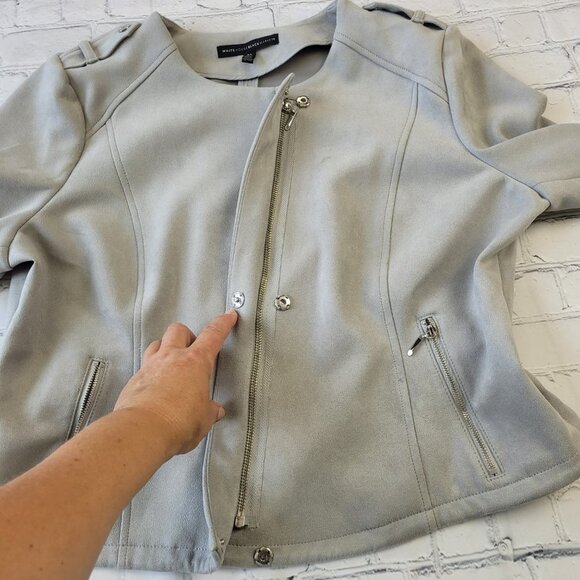 White House Black Market Ultra Suede Moto Jacket in Mercury gray size XL - Picture 11 of 15